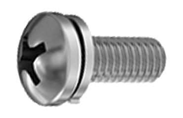 鉄(+) ナベ頭セムス小ねじ P＝2 (バネ座組込)(輸入品・MCMASTER品)